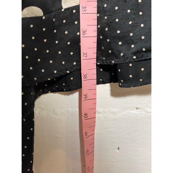 Black White Polka Dot Silk Dress Sleeveless Knee Length Tie Waist Saks Size 6 - Picture 12 of 12